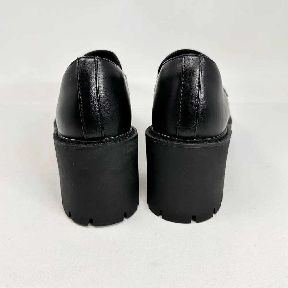 Women's Black Loafer Heels - Picture 12 of 13